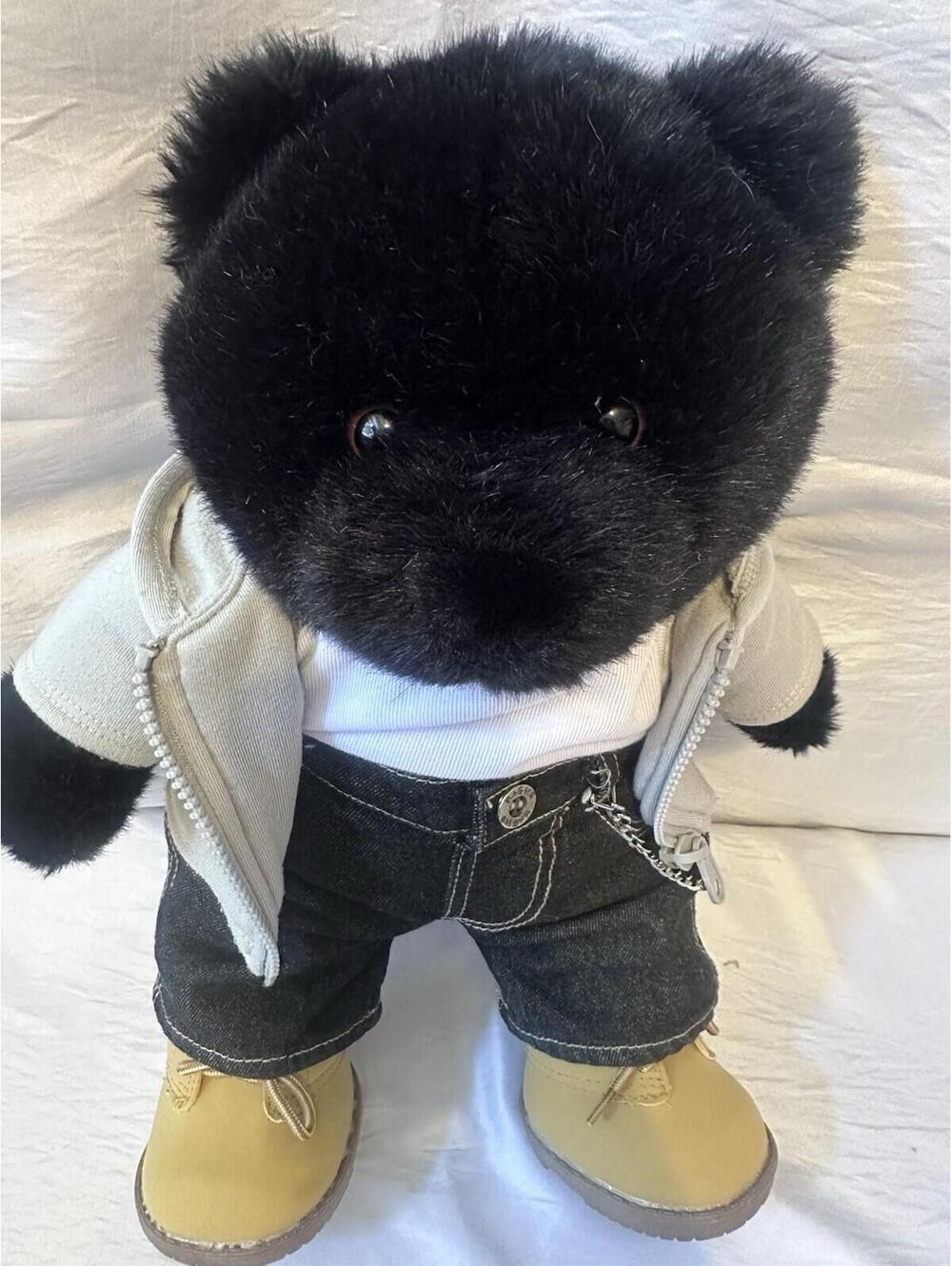 Build A Bear All Black Bear Vintage Retired 1997 RARE ALL BLACK BEAR W/Outfit